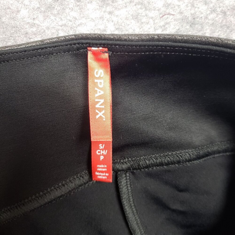 Spanx Faux Leather Leggings Womens Small Black Shaping Pull On - Picture 5 of 7